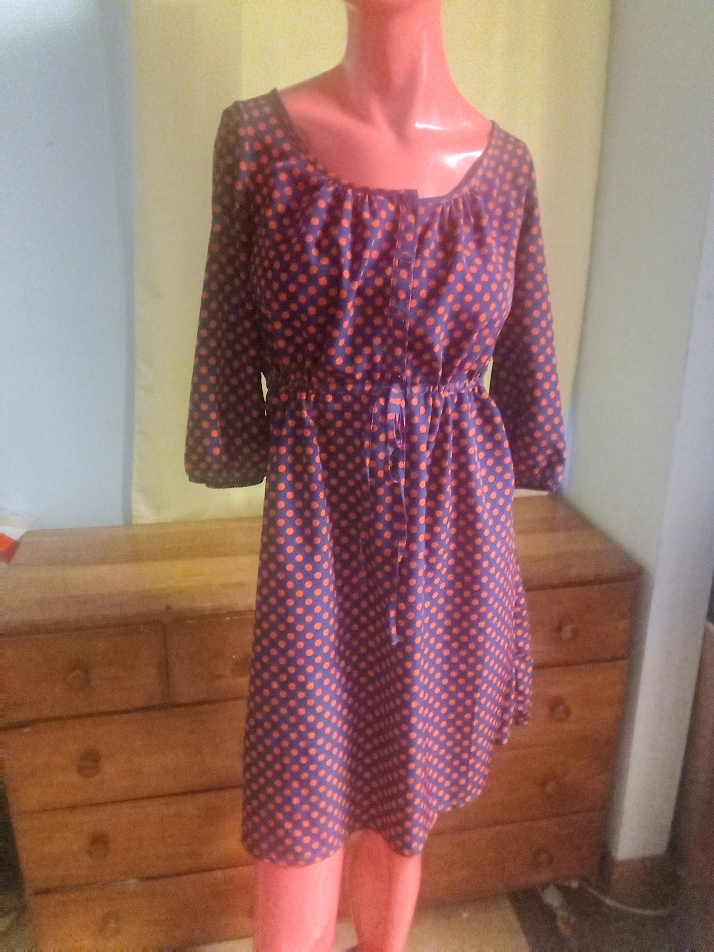 H&M Navy Dress with red/Orange  Polka Dots